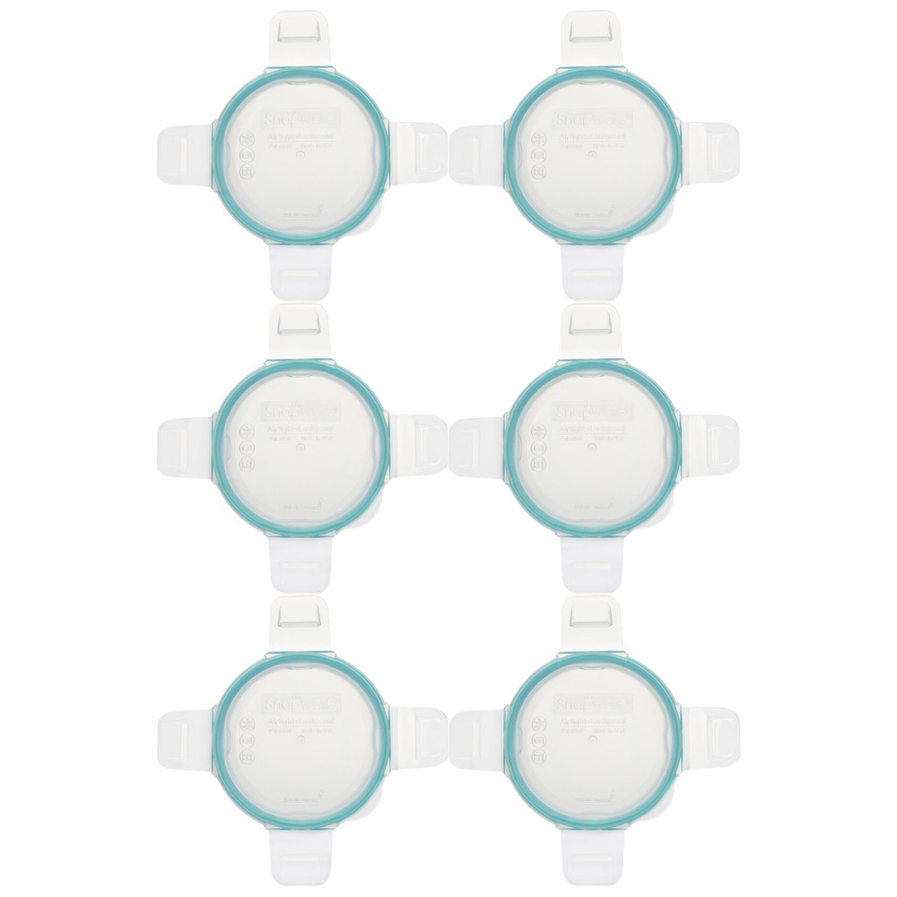 Snapware 7202R 1-Cup Clear Total Solutions Lid w/ Teal Blue Gasket (6-Pack)