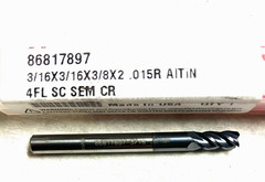 Accupro 3/16″ 4 Flute Corner Radius End Mill .015R Solid Carbide AlTiN New