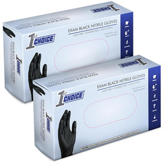 2 Boxes of 100 Gloves Black Nitrile Gloves,Disposable Latex Free Exam Grade Glov