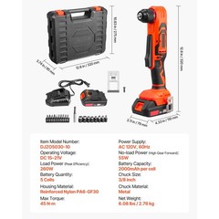 Uimoso Cordless 90-Degree Right Angle Drill with 3/8 Inch Chuck