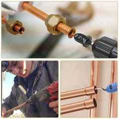 13x 1/4″-3/4″ HVAC Swaging Tool Drill Bit Copper Pipe Expander Deburring Scraper