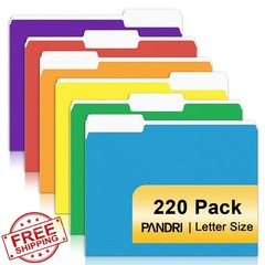 PANDRI File Folders Assorted 6 Colors 1/3 Cut Tabs