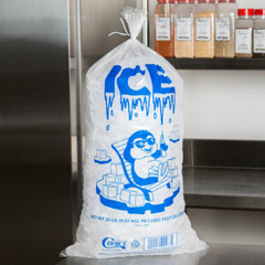 (1000-Case) 20 Lb. Clear Plastic Ice Bag Store Machine Commercial Printed Blue
