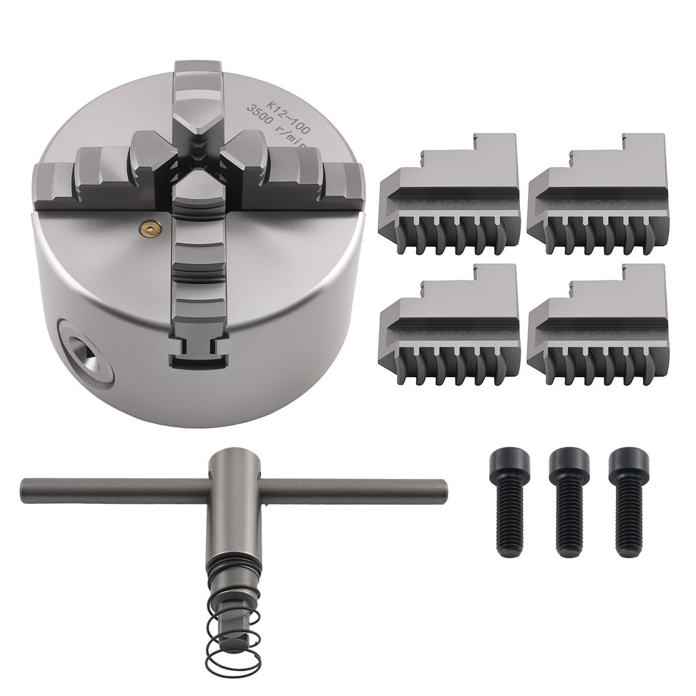 4 Jaw Lathe Chuck 100mm K12-100 Self Centering for Rotary Table Milling