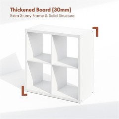 Pemberly Row 4-Cube Vinyl Record Media Organizer in White Engineered Wood