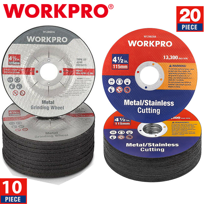 WORKPRO 10Pack Metal Grinding Wheels 20Pack Cut-Off Wheels 4-1/2×7/8-inch Wheels