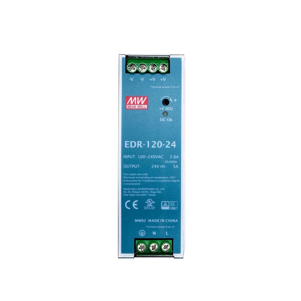 MEAN WELL EDR-120-24 Single Output DIN Rail CNC Power Supply 120W 24VDC 5A