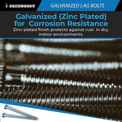 Sandbaggy 1/2″ x 6″ Galvanized Lag Bolts (Zinc Plated) – Hex Head Wood Screws