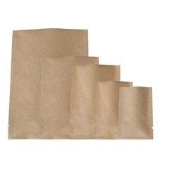 100x Two-Sided Kraft Mylar Foil Heat Seal Food Packaging Bags with Tear Notch