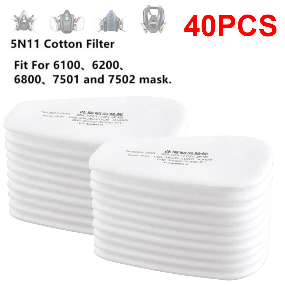 40Pcs 5N11 Cotton Filters Replacement For 6100 6200 6800 7502 Respirator Filter