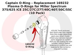 169232 Plasma O-Rings for Miller ICE-25C/27C/27T/40C/40T/50C/55C (10 Pack)