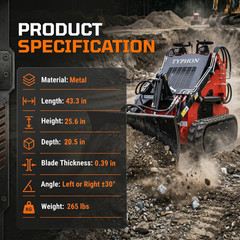 TYPHON STOMP Mini Skid Steer Bulldozer Attachment for Grading and Earth Moving