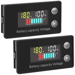 2PCS Battery Monitor Meter 12V 24V 36V 48V 60V 72V Capacity Tester With Alarm US