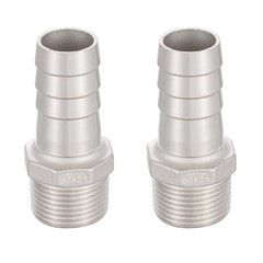 2 Pack Stainless Steel Hose Barb Fitting 1 Inch Hose Barb to 1 Inch NPT Male
