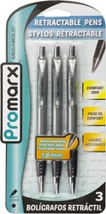 Promarx Megabold Retractable Ballpoint Pens with Comfort Grip, 1.6 mm, Black, 3