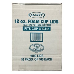 Dart Straw Tear Tab Slotted Lids For 12 oz Foam Cups 1000 Ct