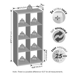 Pemberly Row 8-Cube Vinyl Record Media Storage Organizer in White