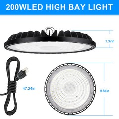 2 Pack 200W Led UFO High Bay Shop Light Factory Commercial Industrial Warehouse