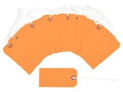100 Orange Tags 4 3/4″ x 2 3/8″ Size 5 Inventory Shipping Hang Tag with String