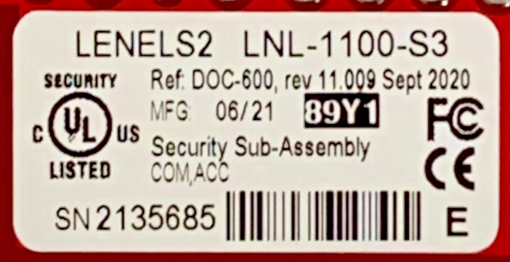 Lenel LNL-1100-S3 Series-3 RS485 12/24 VDC Input Control Module