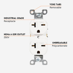 250V Single Wall Outlet Nema 6-20R Receptacle 20A Electrical Switch Duplex 10 PK