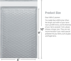 HBlife 50 Pcs Bubble Mailers, 6×10 Inches Self Seal Gray Poly Mailers, Padded