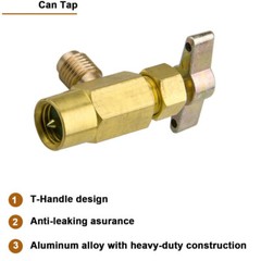 Self-Sealing A/C Can Tap Dispenser Valve Recharge Tank Adapter 1/4SAE hose Self