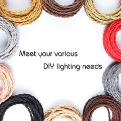 25Ft Fabric Cloth Covered Lamp Twisted Wire, Vintage 18/2 Industrial Electrical