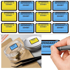 Legal Yellow Plaintiff’S Exhibit Blue Defendant’S Exhibit Stickers 1.65 X 1 Inch