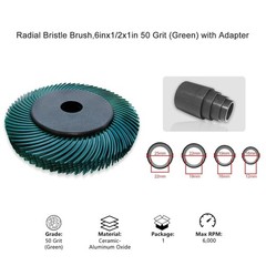 Radial Bristle Brush, 6 in x 1/2 in x 1 in, 80# 1SET Ten Single Piece w/ Adapter