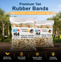 Rubber Bands #64 Postal Size 3.5in X 0.25in Heavy Duty Made in USA Office Home