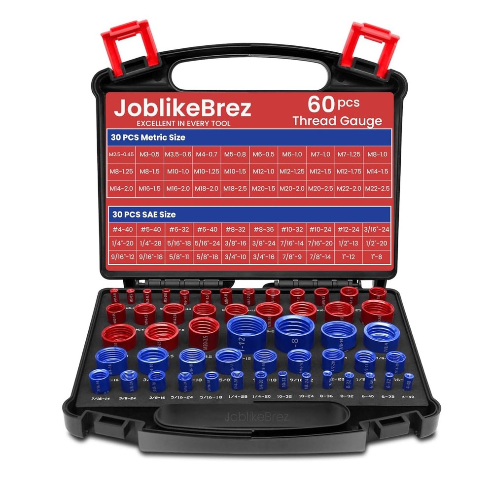 Thread Checker, 66Pcs Nut and Bolt Thread Checker, 33 Inch & 33 Metric Box Set T