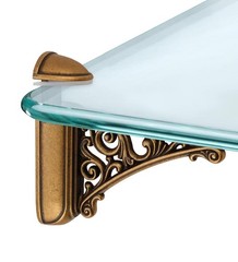 Adjustable Glass Floating Shelf Brackets, Antique Brass, 2 Pcs | High Load Ca…