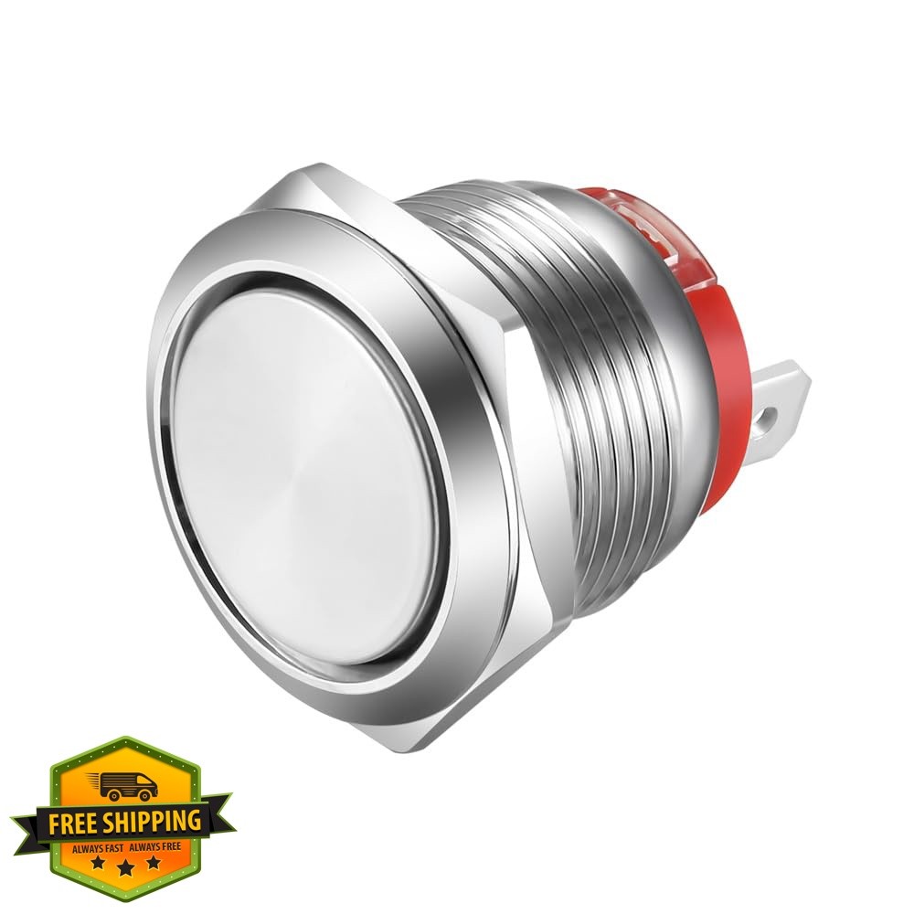 Gebildet Short Type Push Button 19mm Momentary Stainless Steel Push Button Sw…