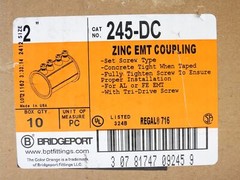 (40 Pieces) Bridgeport 245-DC 2″ Diecast EMT Set Screw Conduit Coupling Zinc