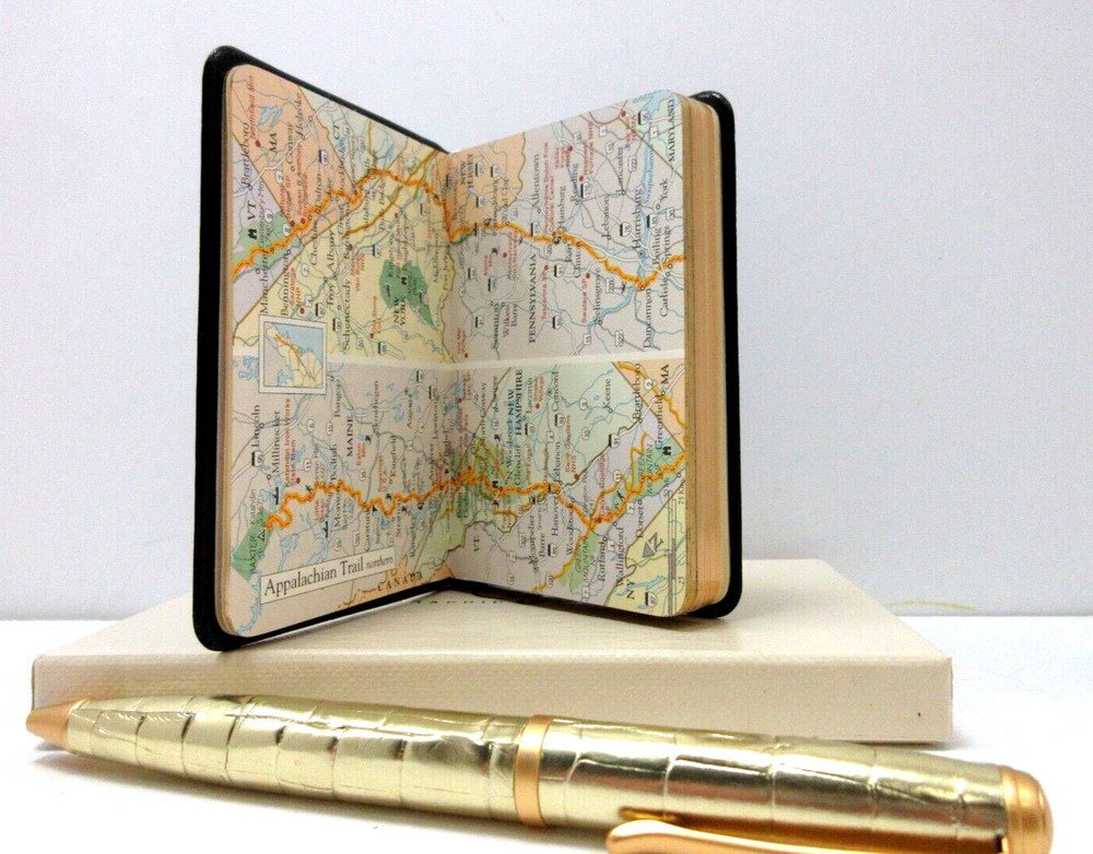 APPALACHIAN TRAIL 3×4 MINI Guide Leather Cover Notebook w Maps Info 160 Pgs NAVY
