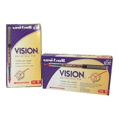 *Uni-Ball Vision Roller Ball Pen (60117) 12 each Micro 0.2mm -Red- LOT OF 2