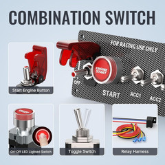 5 in 1 Ignition Switch Panel Boat Toggle Switch Panel DC 12V 30A Racing Switch P