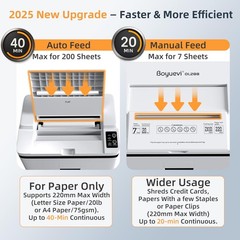 200-Sheet Auto Feed Paper Shredder 22L P5 Micro Cut Credit Card For Office Home