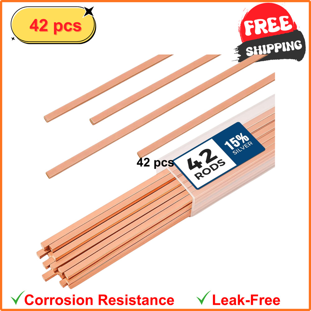 42 pcs Brazing Rods AWS BCuP-5 15% Silver Solder Phos Copper Brazing Alloy Flat