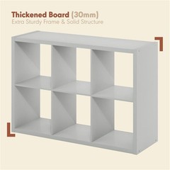 Pemberly Row 6-Cube Vinyl Record Media Storage Organizer in Light Grey