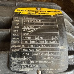 Baldor Reliance 84Z04053 3HP & GRUNDFOS B41Z97106-P11207170 3HP 3500 RPM **USED*