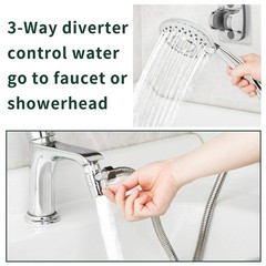 Sink Hose Shower Sprayer Attachment – Faucet Extension w/ c-silver-big panel
