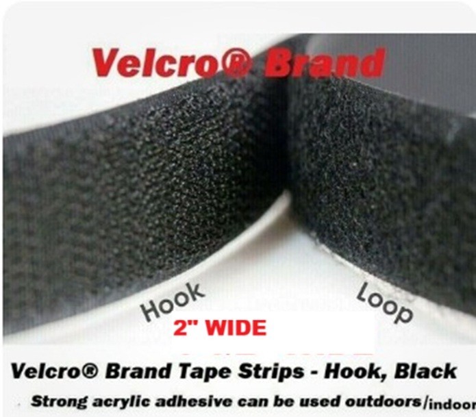 2″ wide Velcro® ACRYLIC Adhesive Tape Strip Hook and Loop Black Velcro 2 inch in