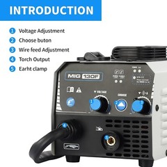 AZZUNO MIG Welder,Flux Core Welder Machine 110V 130Amp, Gasless MIG Welding Mach