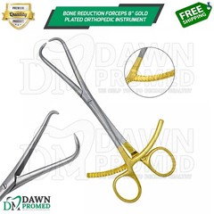 Bone Reduction Forceps 8″ Curved Pointed Tips Gold Plated Orthopedic German Gr