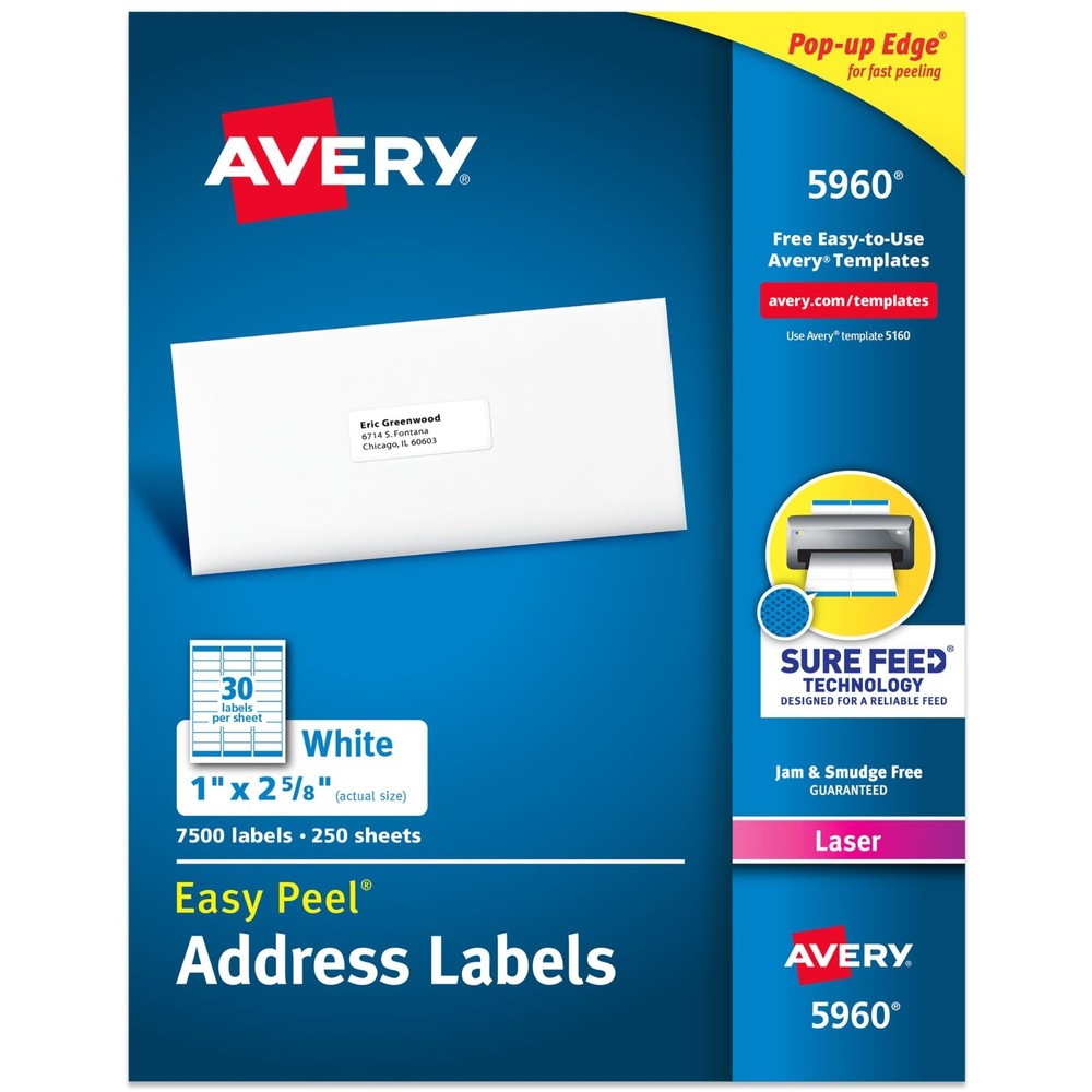 Customizable Printable Address Labels 1″ x 2-5/8″ – 7,500 Blank Stickers for Mai