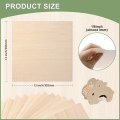 12 Pack Basswood Sheets 1/8x12x12 Inch for 12x12x1/8in, 12 P