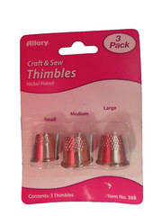 Allary Craft & Sew Thimbles Nickel plated. Package of 3 # 388 NEW