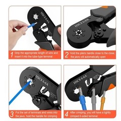 Ferrule Crimping Tool Kit AWG 23-7 Self-Adjustable Ferrel Crimper Kit wit1200PCS